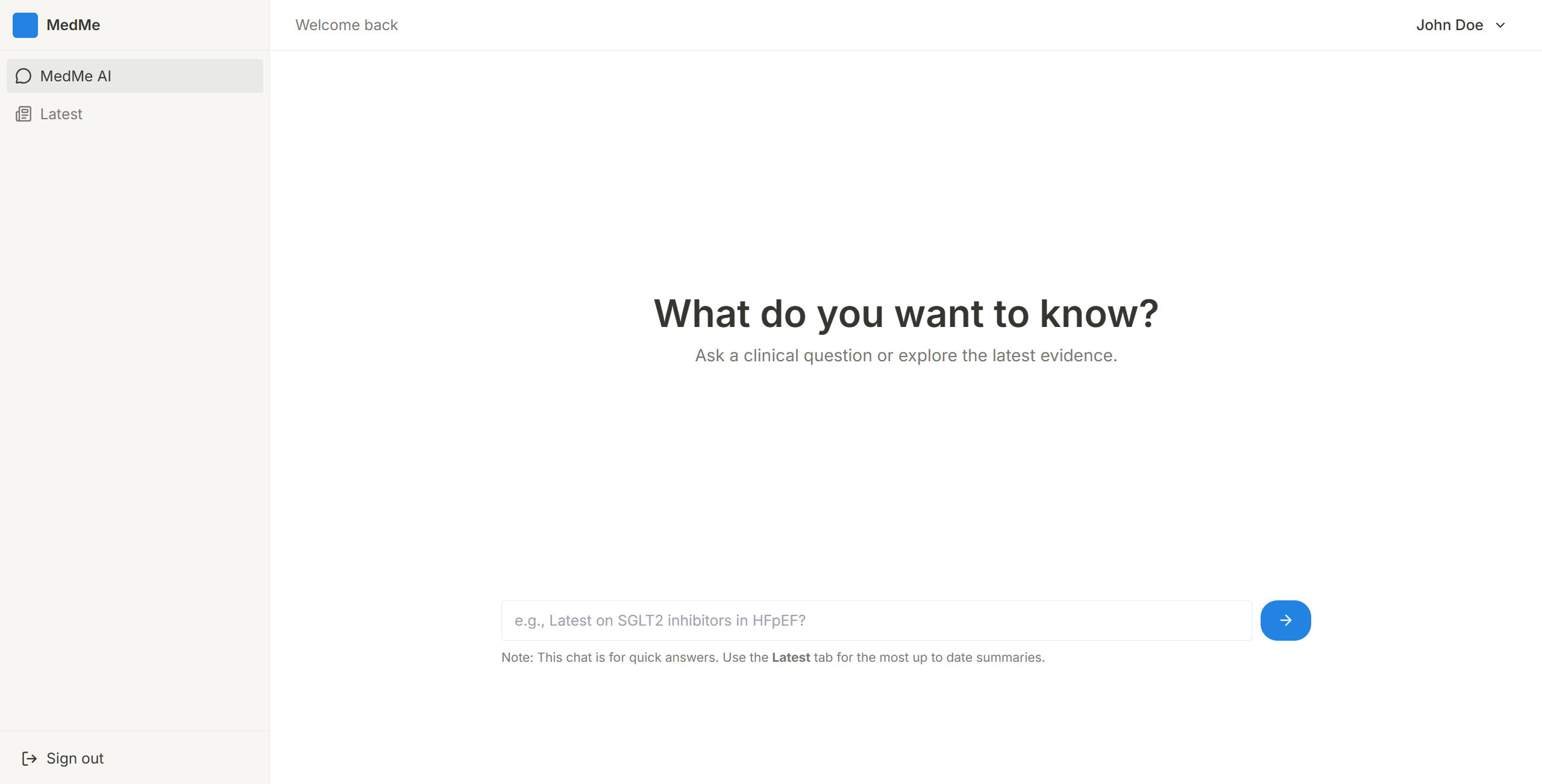 MedMe dashboard preview